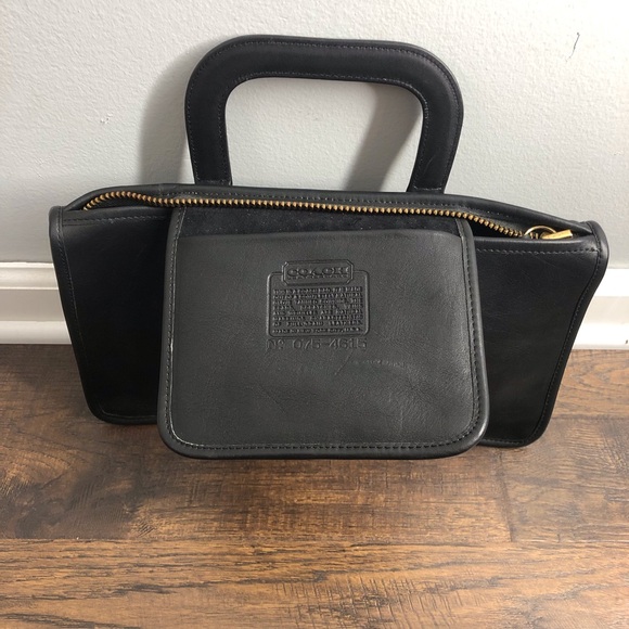 Vintage Rare Coach Black Leather Tote Satchel New York Original Paperwork Office - Picture 7 of 16